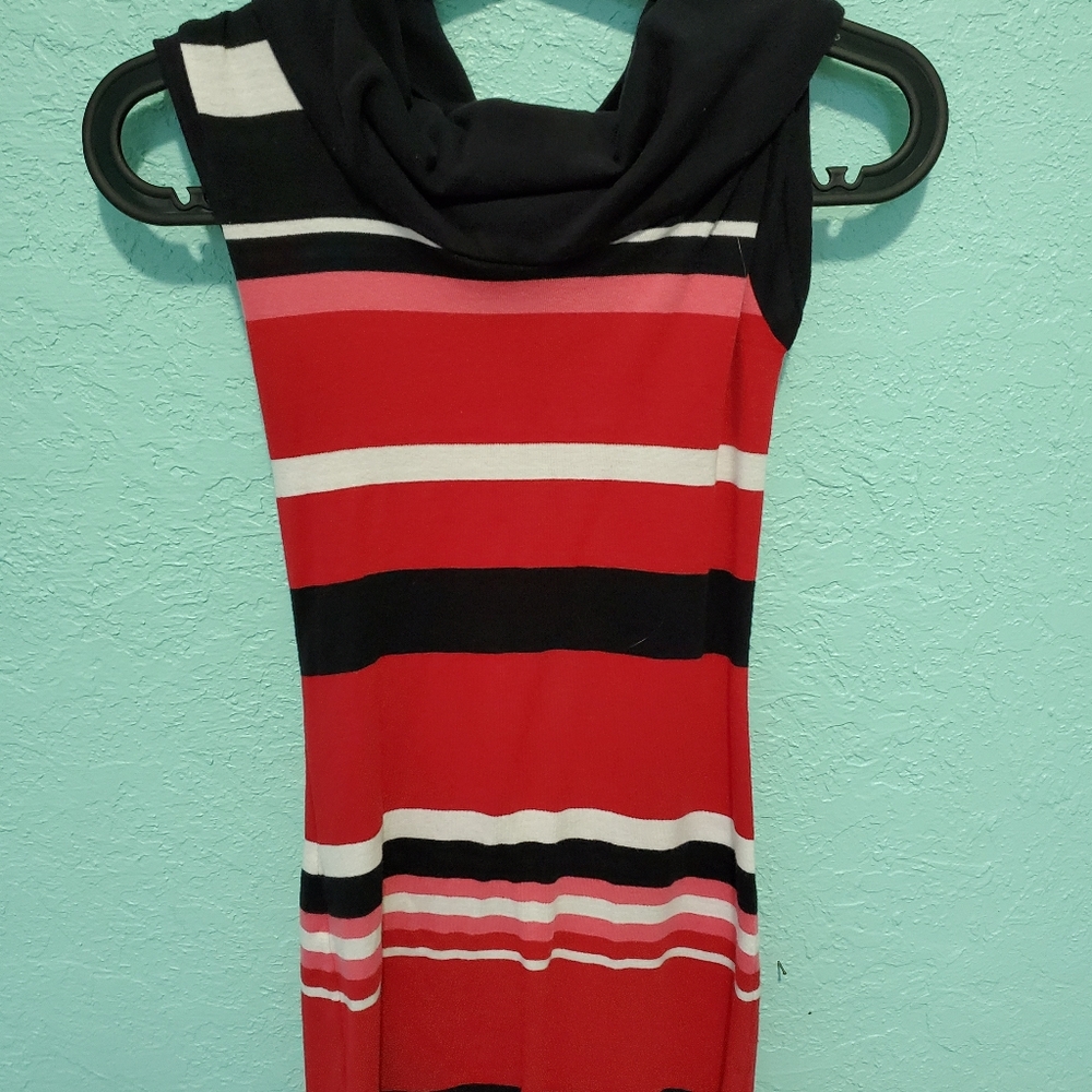 RazzleDazzle Striped Cowl Neck Tunic Top